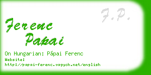 ferenc papai business card